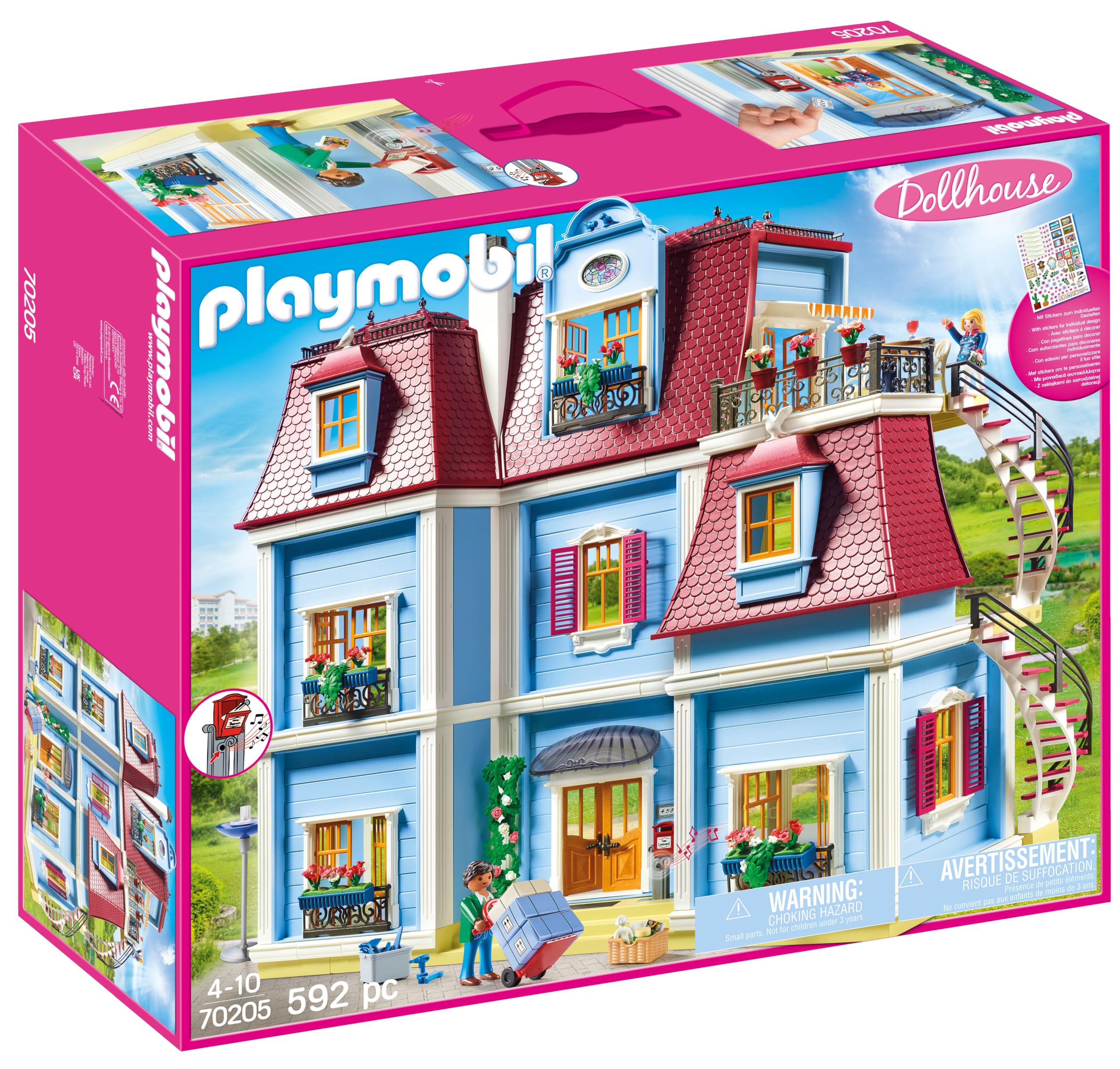PLAYMOBIL Dollhouse 70205 My Big Dollhouse, With Functional Doorbell, Ages 4+