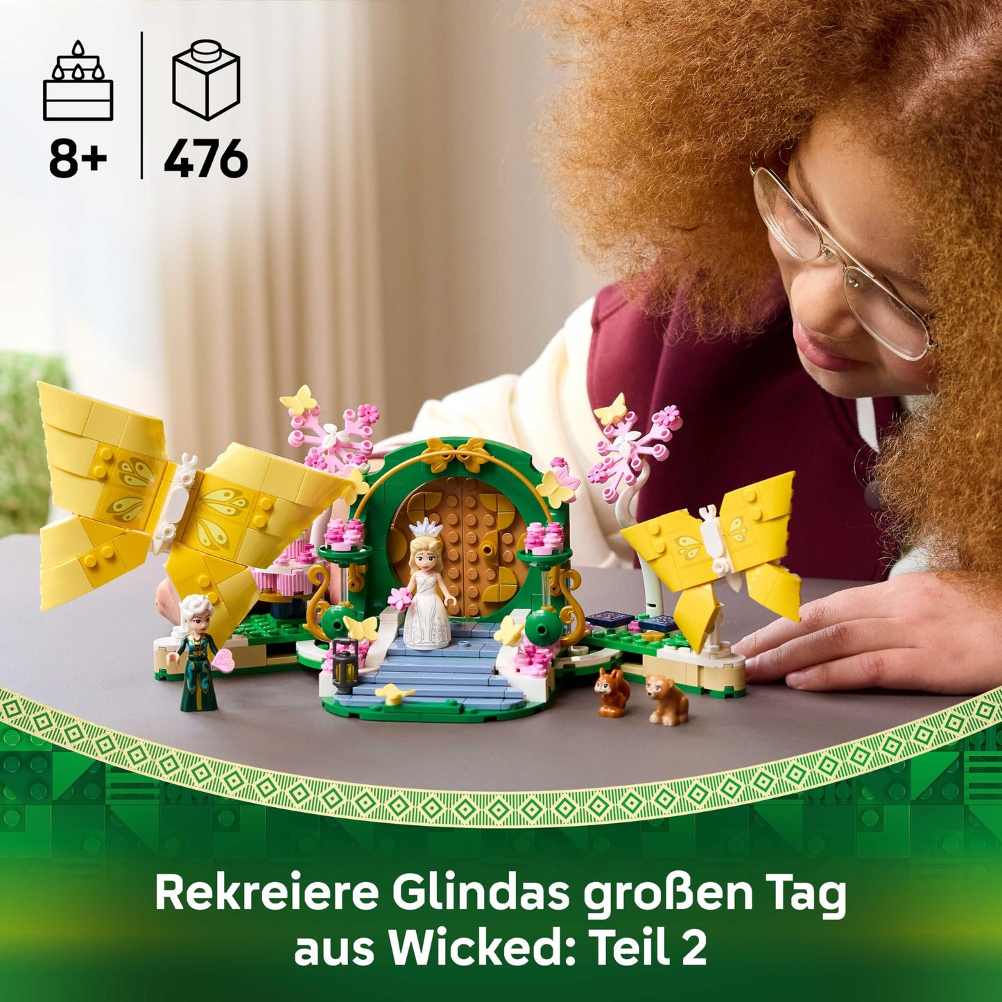 LEGO Wicked Glinda's Wedding Day - Creative toy with 2 minifigures & 2 movable butterfly figures with accessories - children's gift for girls, boys and film fans aged 8 and over - 75688
