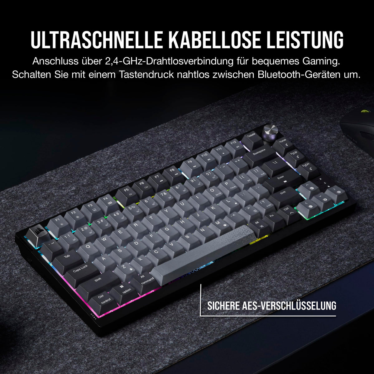 CORSAIR K65 Plus Wireless 75% RGB tastatur mecanică de gaming - CH-91D401L-DE