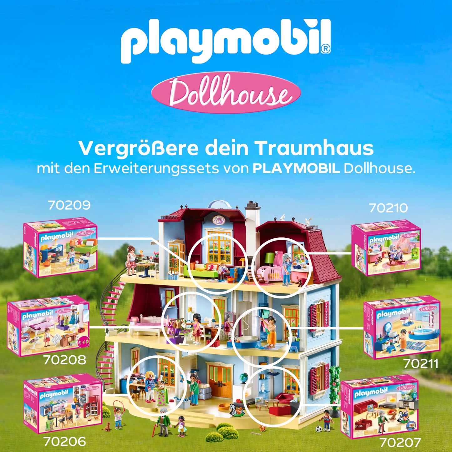 PLAYMOBIL | Dollhouse |Toys for children aged 4 and up | Take-along dollhouse with handle | 70985