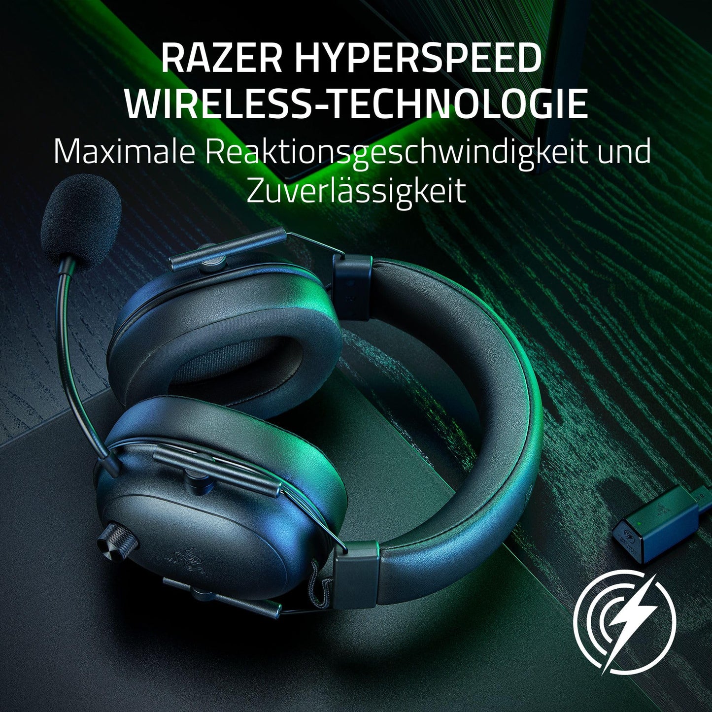 Razer BlackShark V2 HyperSpeed for PC - Wireless ultra-light e-sports gaming headset (280g, HyperClear super wideband microphone, TriForce Titanium 50mm driver, Bluetooth) Black - RZ04-04960100-R3M1