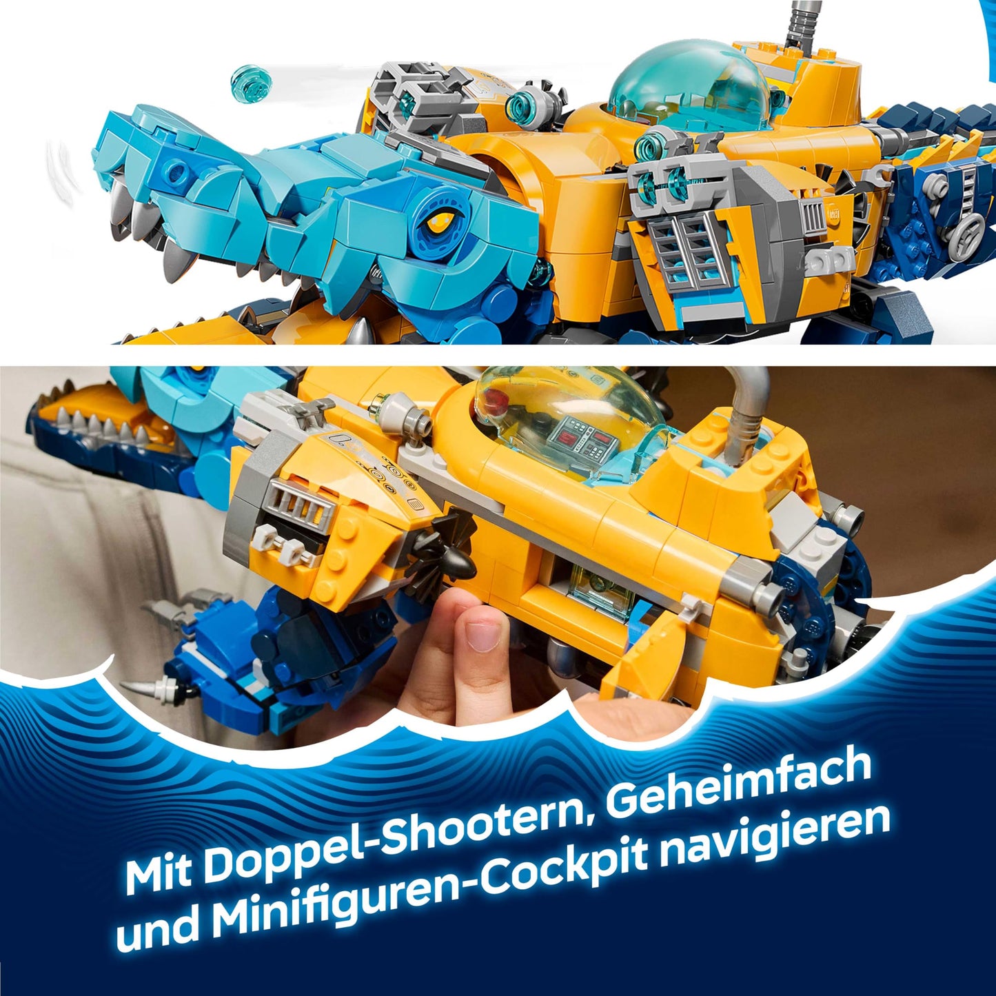 LEGO DREAMZzz 2in1 crocodile submarine - toy convertible into eagle submarine - including 3 minifigures, 2 spiders and a collectible blue treasure creature - gift for boys aged 8 and over - 71512
