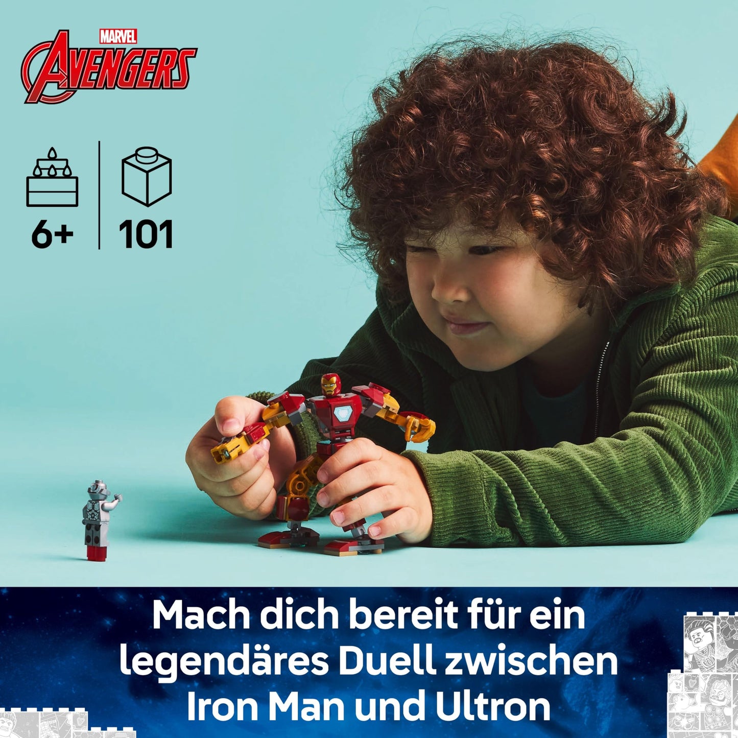 LEGO | Marvel Iron Man Mech vs. Ultron - Superhero Toy with 2 Minifigures - Action Figure with Movable Arms, Legs & Fingers - Gift for Boys and Girls Ages 6 and Up 76307