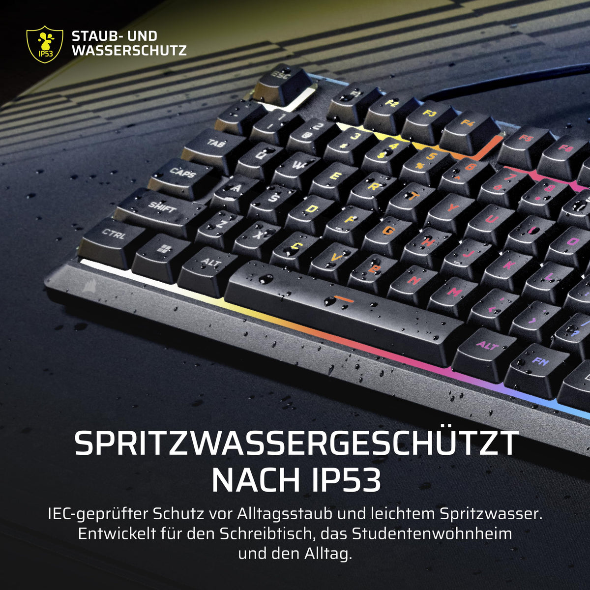 Corsair Skiff 100 Silent RGB Wired Gaming Keyboard - Black - CH-9226H65-DE