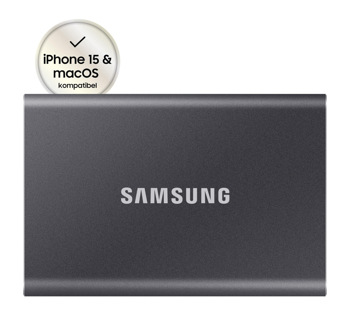 Samsung Portable SSD T7, 500 GB, USB 3.2 Gen.2, 1,050 MB/s read, 1,000 MB/s write, external SSD drive for Mac, PC, smartphone, and gaming console, gray, MU-PC500T/WW, solid-state drive.