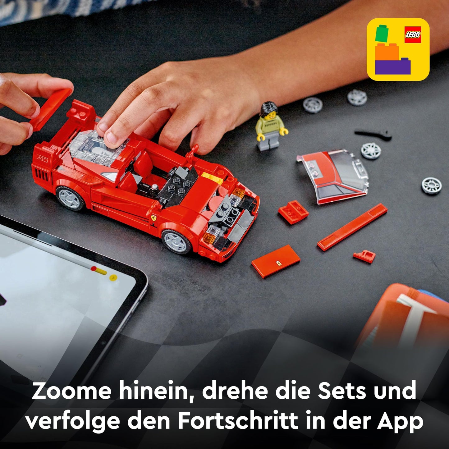 LEGO Speed Champions Ferrari F40 Supercar Playset with Buildable Toy Car and Driver Minifigure, Collectible Building Set for Kids, Gift for Boys and Girls 76934