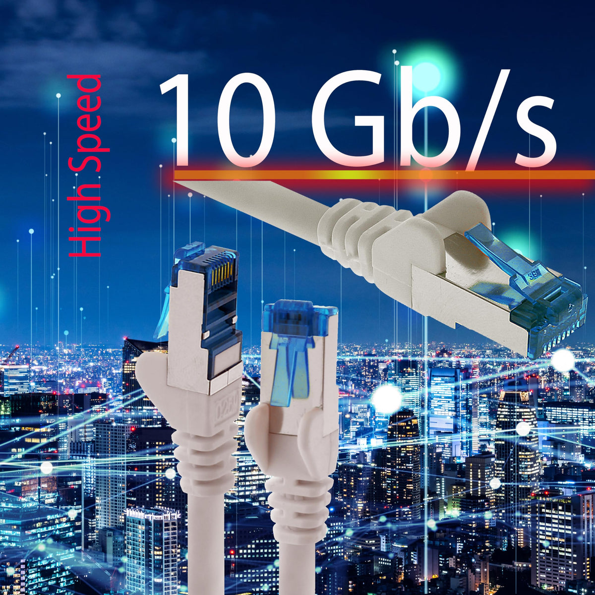 1aTTack.de Patch Cable – 5X 7.5m Ethernet, Network, LAN Cable CAT6a (for Gigabit Networks, Routers, Switches, Modems with RJ45 Input – gray) - 4251073691299