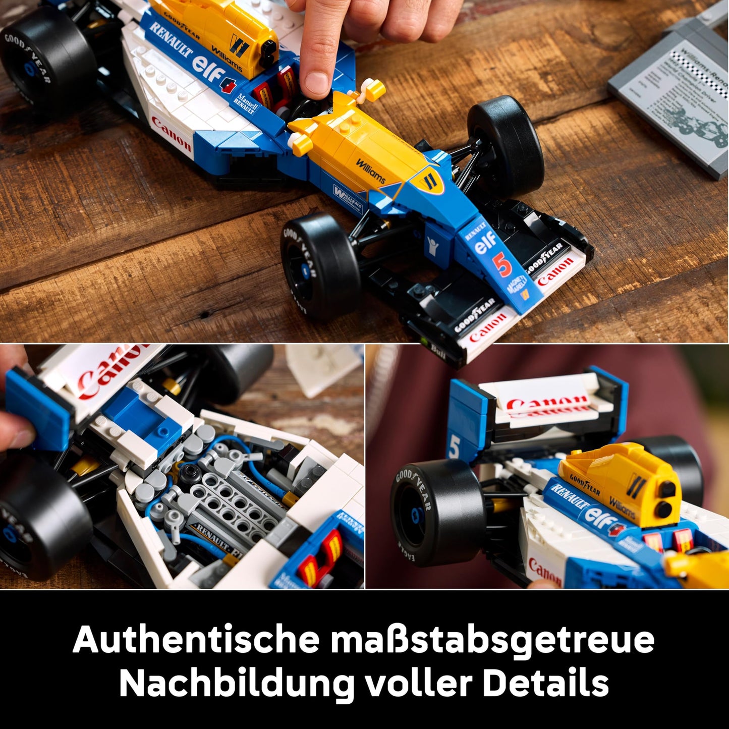 LEGO Icons Williams Racing FW14B with Nigel Mansell - F1 model car set with racing driver minifigure to collect - desk decoration with stand - gift for adults and young motorsport fans 10353
