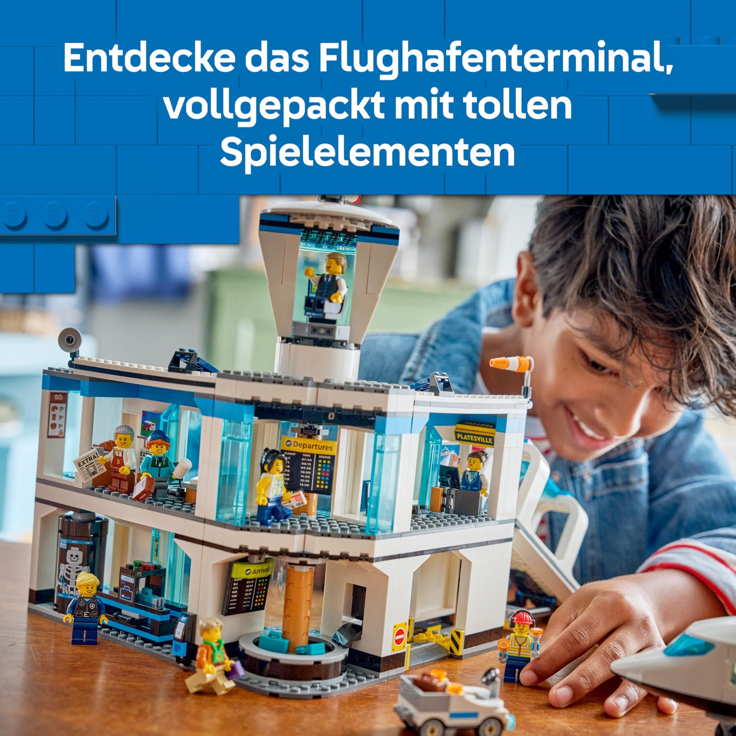 LEGO City Airport with Airplane - Toy Miniature Model Building with Terminal, Airplane, Tow Vehicle, Passenger Bridge, 9 Minifigures & Accessories - Birthday Gift for Boys Ages 8 and Up - 60502