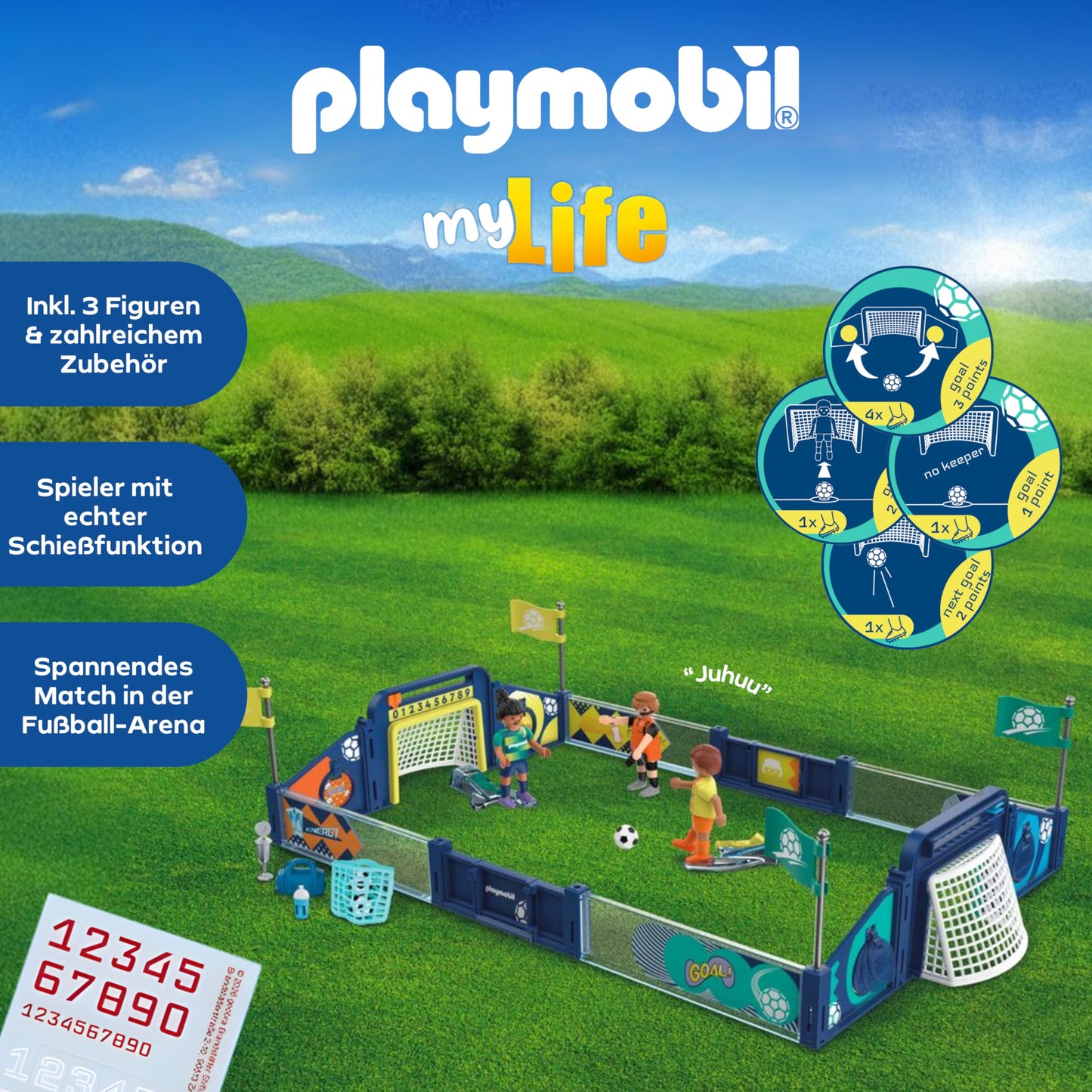 PLAYMOBIL | My Life | Soccer Arena | Playing field with shooting mechanics and 2 goals | Football toys for ages 4 and up | 72056