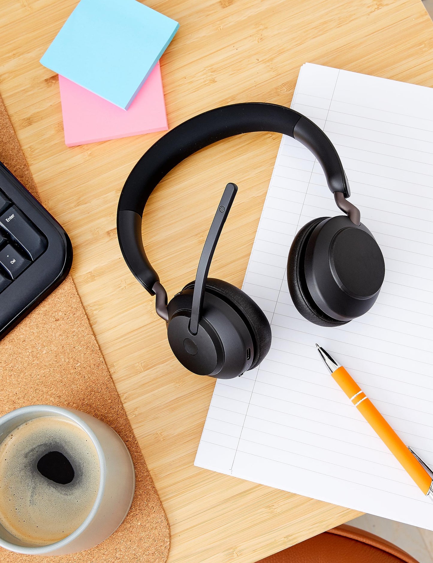 Jabra Evolve2 65 Wireless PC Headset – Noise Canceling UC Certified Stereo Headphones with Long-Lasting Battery – USB-A Bluetooth Adapter – Black - 26599-989-999
