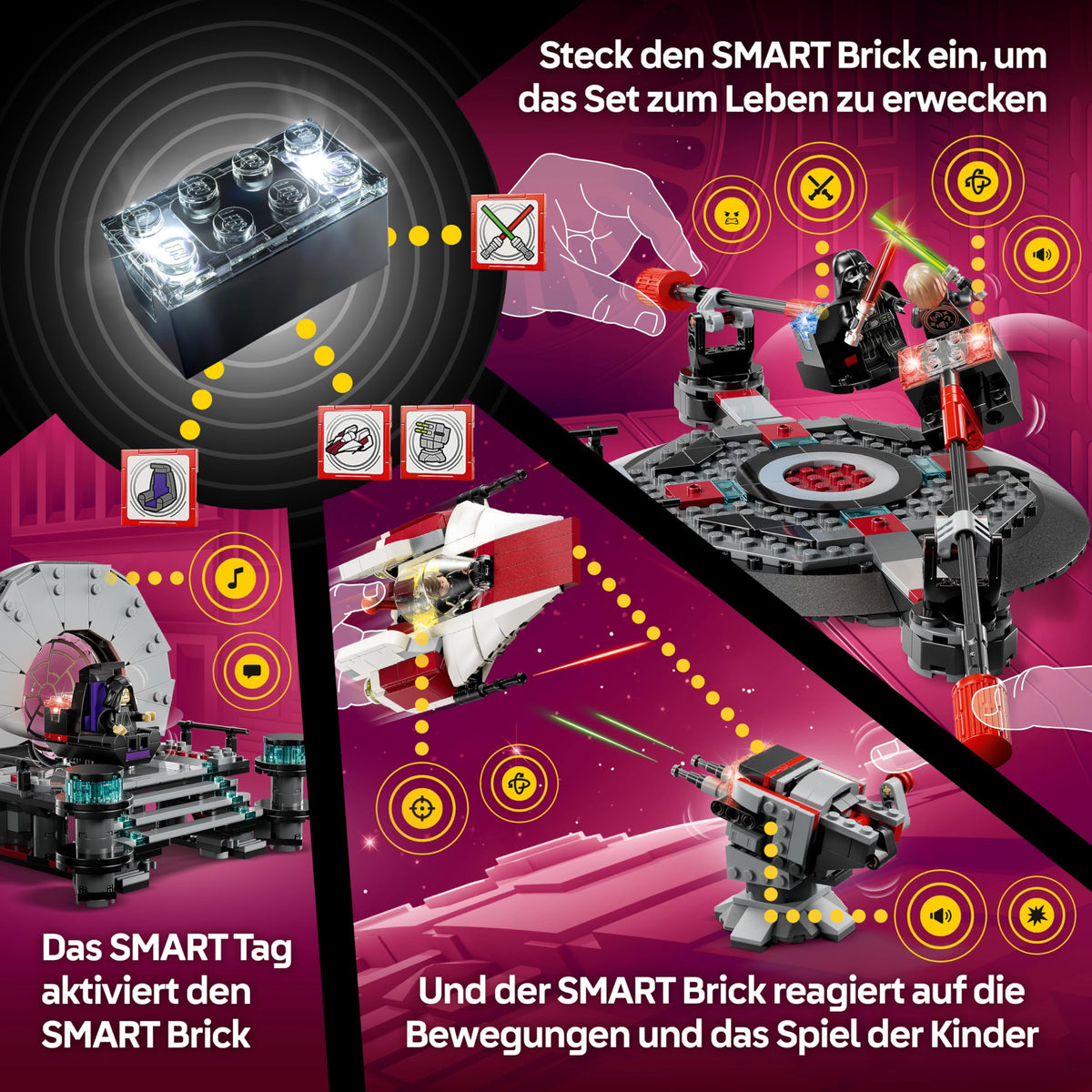 LEGO Star Wars SMART Play Bundle: Setul de duel din sala tronului & Setul A-Wing All-In-One 75427 & Setul compatibil Mos Eisley Cantina 75425 - Jucării interactive - Cadouri pentru băieți și fete de 9+ ani