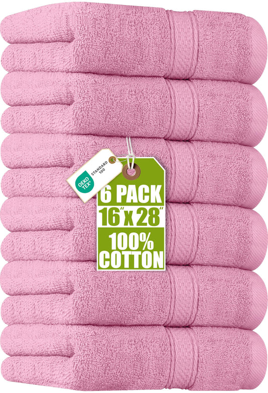 Utopia Towels, Set prosop Premium, 100% bumbac pieptănat, Ultra moale și foarte absorbant, 600 gsm, pentru baie, sală de sport, duș, hotel și spa, 40 x 70 cm, Roz, Pachet de 6 - UT0899
