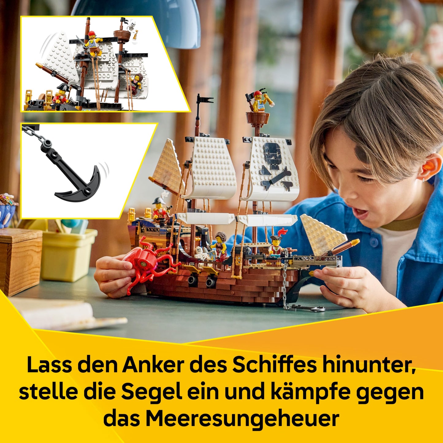 LEGO Creator Legendary Pirate Ship Toy - Model Building with 2 Building Options - Castle or 2 Twin Boats - Children's Room Decoration - Birthday Gift for Boys & Girls Ages 9 and Up - 31387