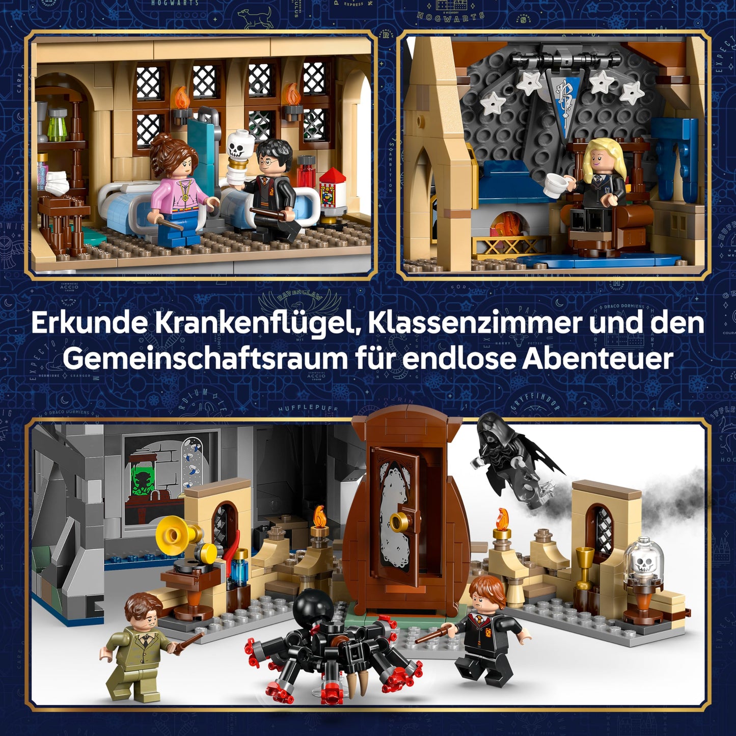 LEGO Harry Potter Hogwarts Castle: Hospital Wing - DIY set with 7 minifigures - model building with Hermione and Ron figures - creative gift for girls, boys and fans aged 9 and over - 76463