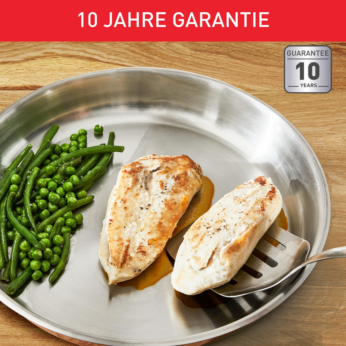 Tefal Duetto On Frying Pan 20 cm, uncoated, thick heat diffusion base, comfortable handle, durable, suitable for all types of cooktops, stainless steel, B8660234