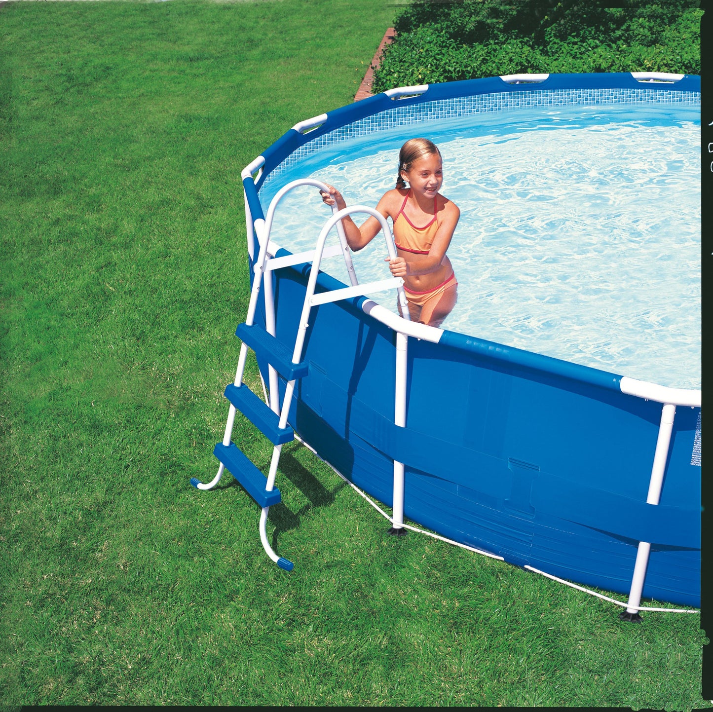 INTEX "Easy Set" round pool above ground pool including 12V filter pump ladder, groundsheet & cover film (4.57x1.07 m), round pool volume 12,430 L, blue (28166GN)