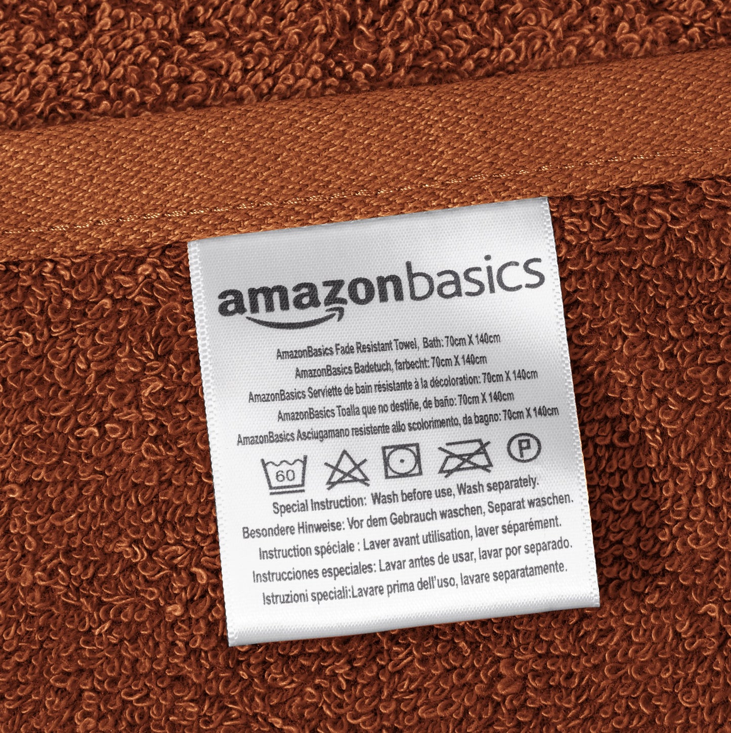 Amazon Basics Towel Set, Fade Resistant, 2 Bath Towels and 4 Hand Towels, Hazelnut Brown, 100% Cotton 500g/m² - ABFR-6PkSet(2Bath+4Hand)/ABFR-6