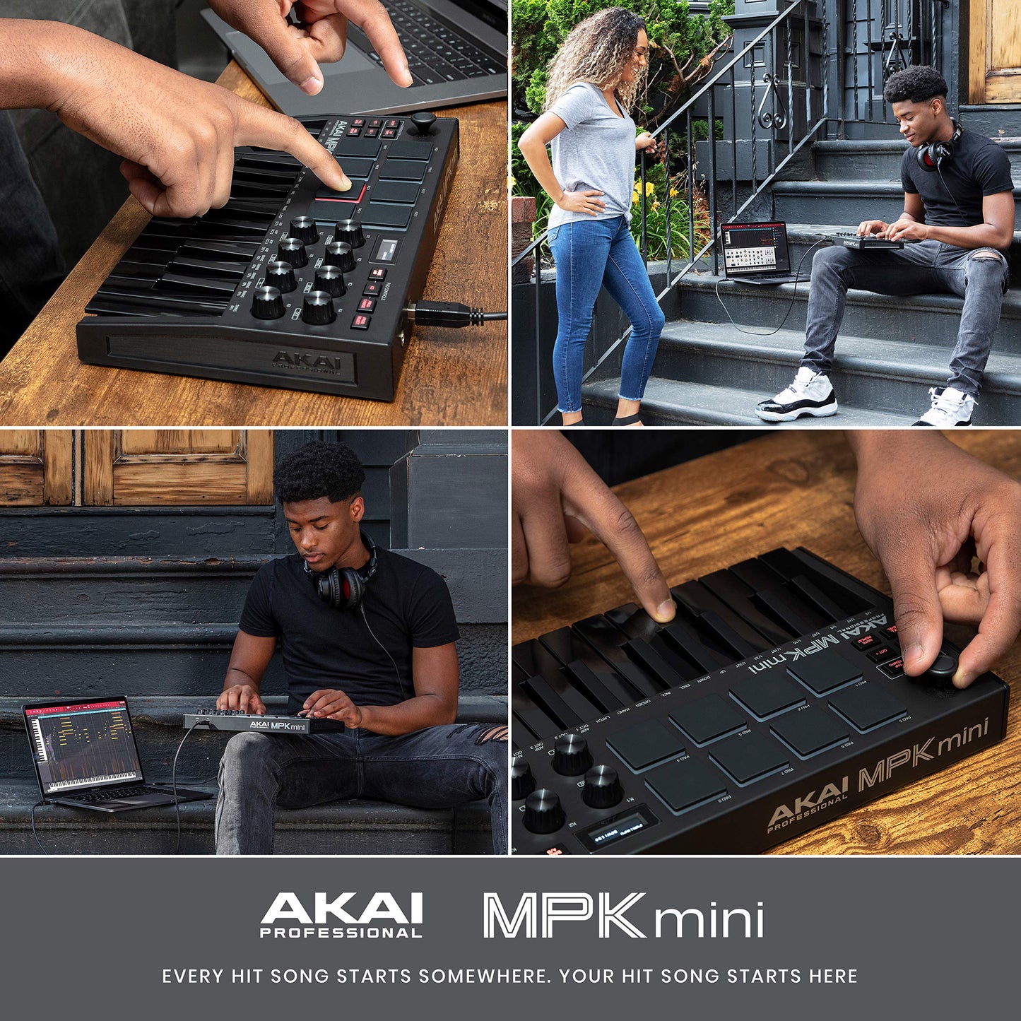 AKAI Professional Midi Controller + Sustain Pedal Bundle - MPKMINI3B