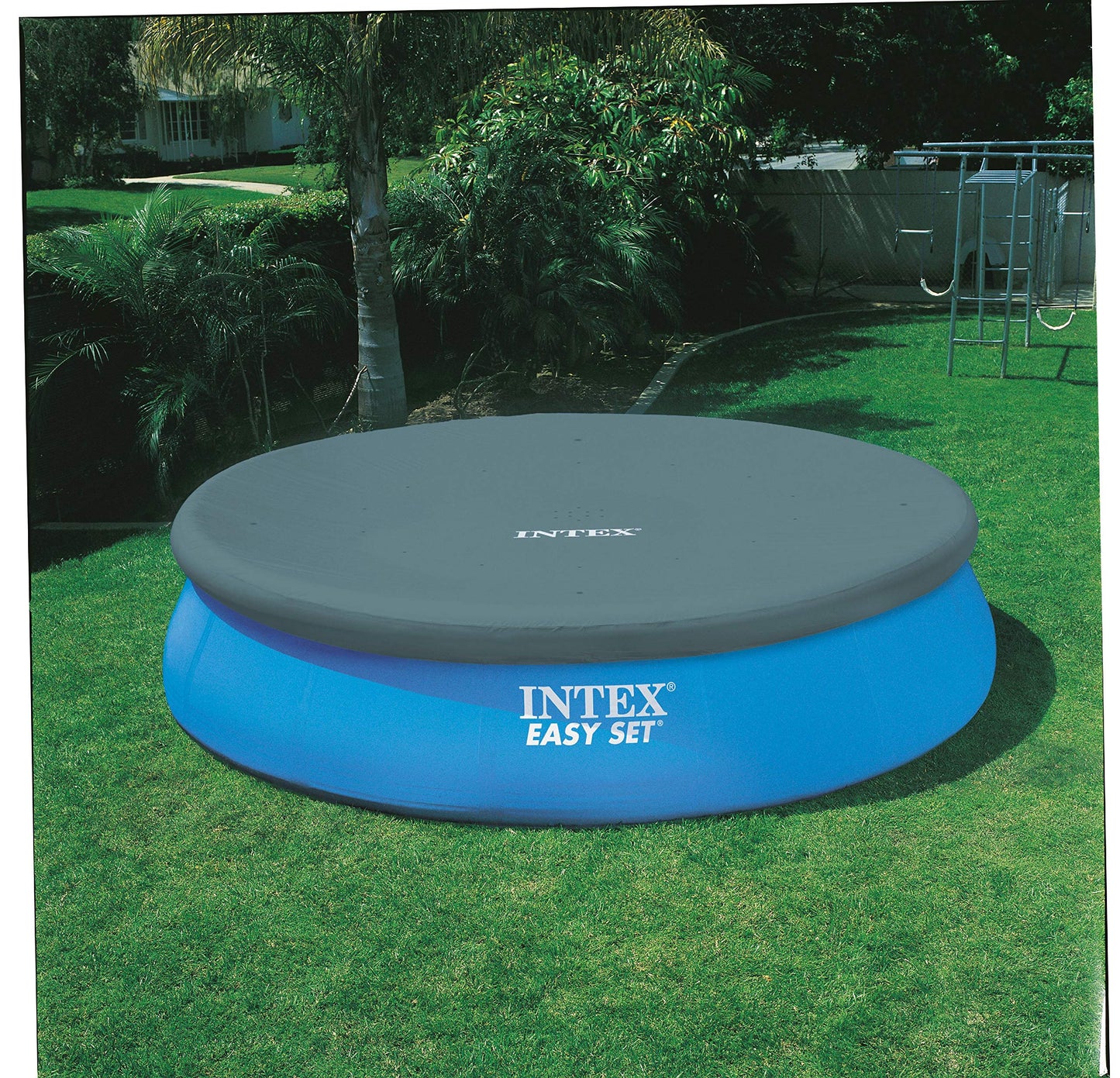 INTEX "Easy Set" round pool above ground pool including 12V filter pump ladder, groundsheet & cover film (4.57x1.07 m), round pool volume 12,430 L, blue (28166GN)