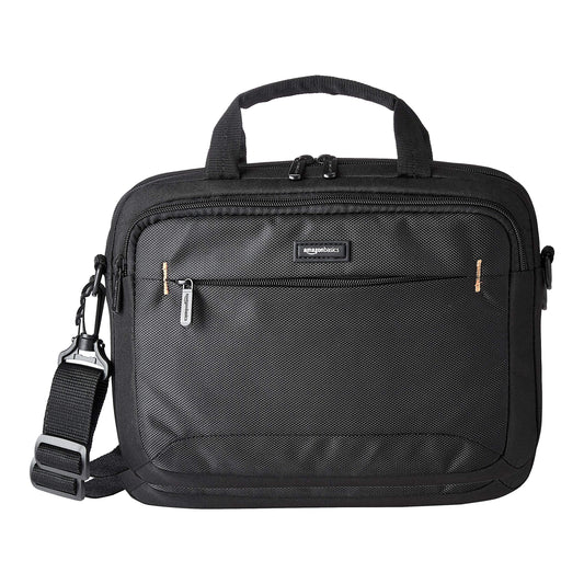 Geanta pentru laptop Amazon Basics cu buzunar frontal și curea pentru bagaje, pentru laptopuri de până la 11,6 inch (29,5 cm), neagră, set de 10 bucăți - NC1305222R1