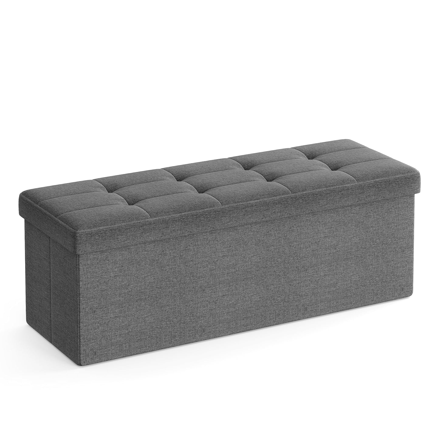 SONGMICS stool with storage space, folding bench, 38 x 110 x 38 cm footstool, storage box, loads up to 300 kg, for living room, bedroom, hallway, slate gray LSF77K - 6955880314393