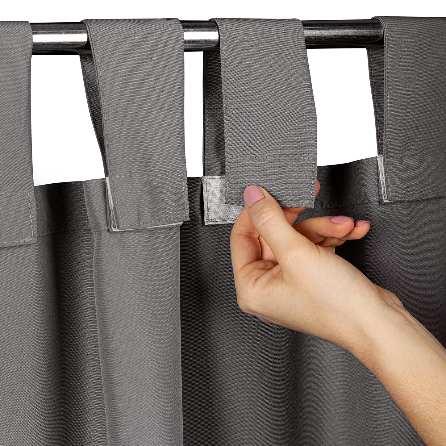 Eurofirany Garden Outdoor Curtain with Velcro Loops, 1 Piece, Opaque & Weatherproof, UV Protection, for Balcony Patio Pergola Gazebo, H240 x W155 cm, Dark Gray - ZAS/GARDEN