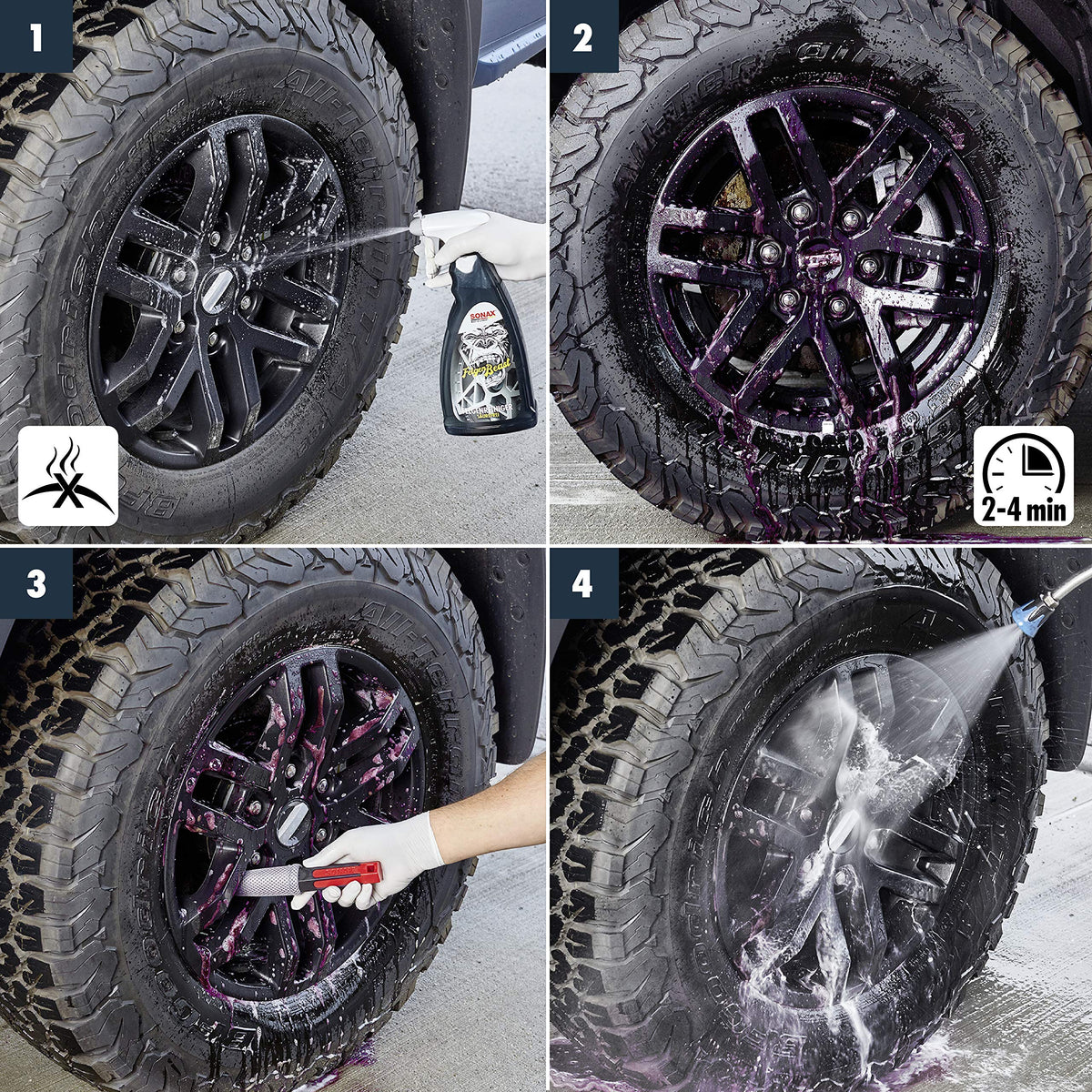 SONAX FelgenBeast (1 litru) de curățat jante pentru toate jantele lustruite, cromate și mate din oțel și aliaj ușor | Art nr. 04333000 (pachet de 2)