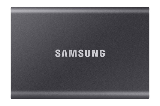 Samsung Portable SSD T7, 500 GB, USB 3.2 Gen.2, 1,050 MB/s read, 1,000 MB/s write, external SSD drive for Mac, PC, smartphone, and gaming console, gray, MU-PC500T/WW, solid-state drive.