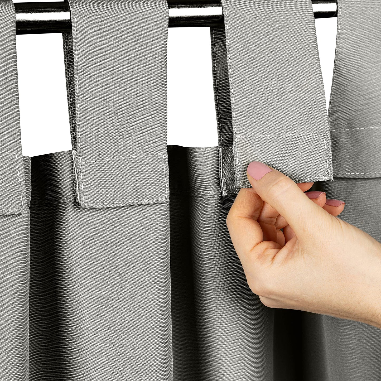 Eurofirany Garden Outdoor Curtain with Velcro Loops, 1 Piece, Opaque & Weatherproof, UV Protection, for Balcony Patio Pergola Gazebo, H200 x W155 cm, Light Gray - ZAS/GARDEN